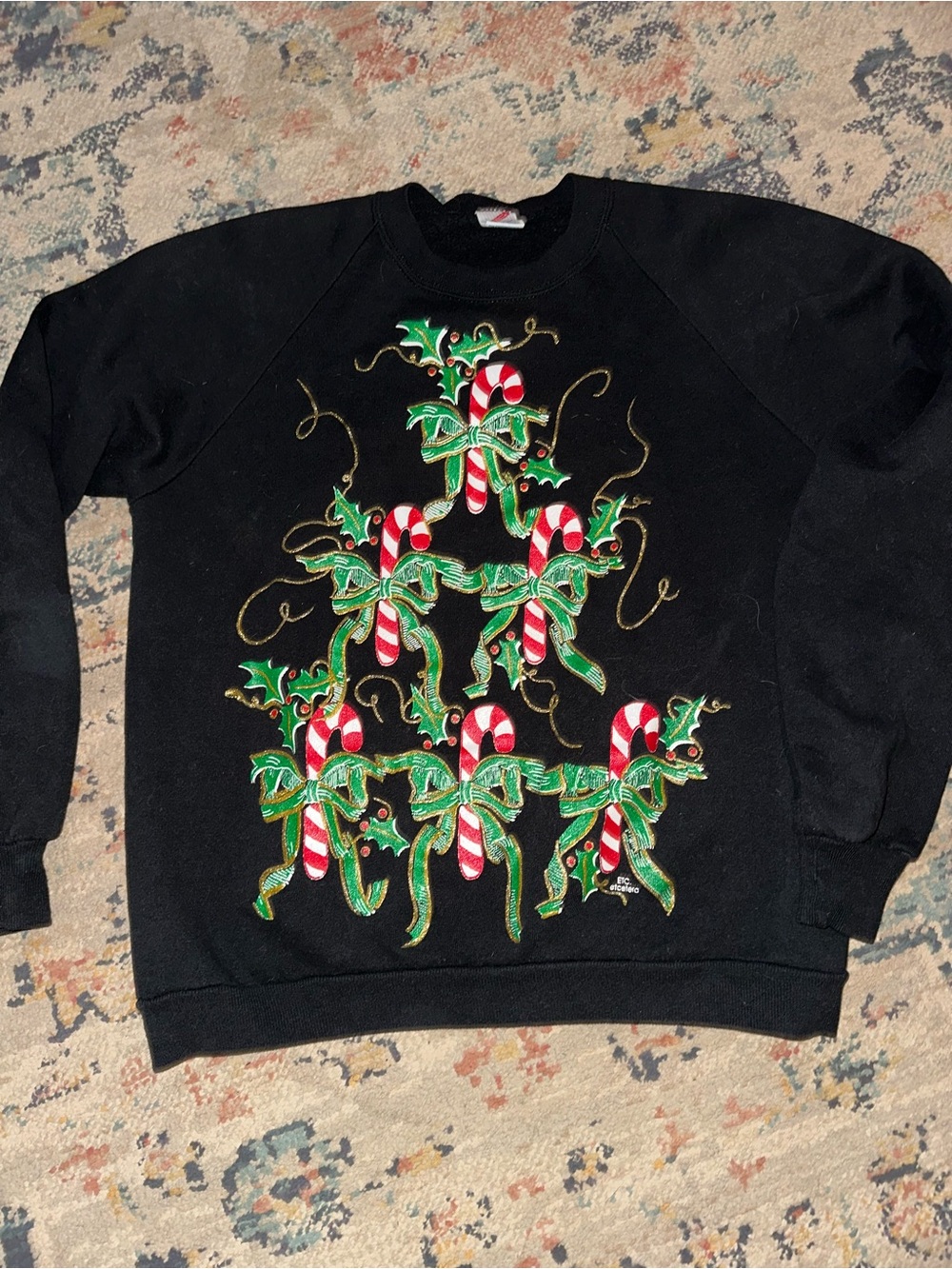 Vintage Christmas Candy Cane Crewneck size large